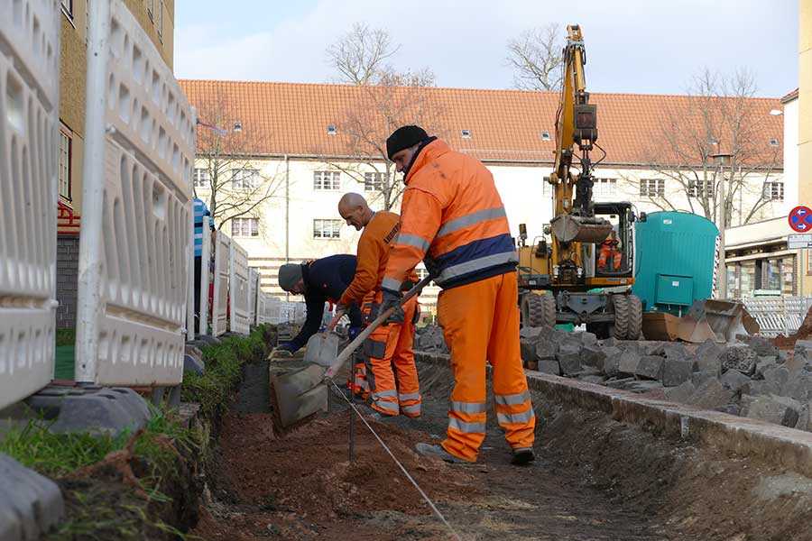 Straßenbauarbeiten in Magdeburg